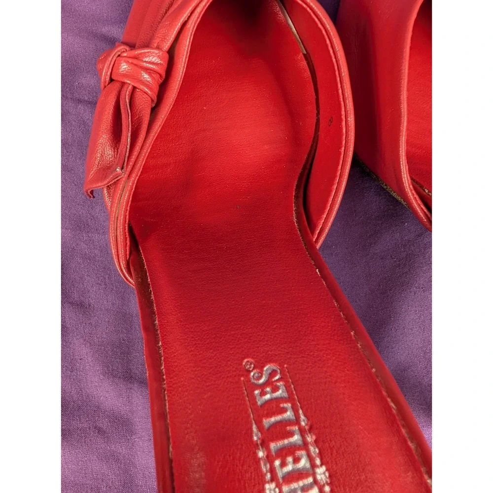Seychelles Leather Raquel Red Sz 8 Goth Pointed Toe Layered Bow Slip on 3